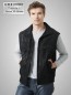 Preview: Schwarze sportliche Herren-Weste aus echtem Leder