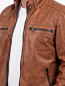Preview: kurze Herren Biker Lederjacke cognac