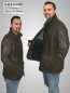 Preview: lange Herren Lederjacke sportlich oliv