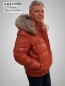 Preview: Daunen Herren Lederjacke mit abnehmbarer Kapuze