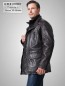 Preview: sportliche schwarze Herren-Lederjacke-Lederparka dünn und leicht