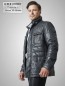 Preview: Gesteppte lange Herren Lederjacke grau