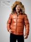 Preview: Daunen Herren Lederjacke mit abnehmbarer Kapuze