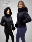 Preview: Leichte kurze Damen Lammfelljacke schwarz Reißverschluss
