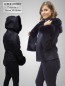 Preview: echte kurze Damen Lammfelljacke schwarz Kapuze