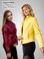 Preview: kurze Damen-Lederjacke mit Reißverschluss rot oder geld