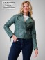 Preview: Damen Lederjacke kurz schräger Reißverschluss echtes Leder grün