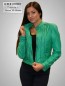 Preview: grüne Damen Lederjacke kurz leicht Stehkragen