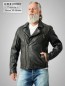 Preview: schwarz Herrenlederjacke kurz im Motorradstyle aus Lammnappa Struktur