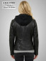 Preview: kurze schwarze Damen Lederjacke mit Kapuze