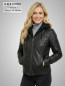 Preview: kurze Biker Damen Lederjacke Stoffkapuze schwarz Lammnappa, leicht