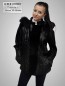 Preview: schwarze lange Damen Lederjacke mit Kapuze