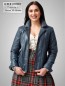 Preview: kurze blaue Damen Lederjacke Lammnappa