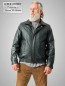 Preview: kurze Herren Lederjacke mit Lederbund Reißverschluss petrol schwarz