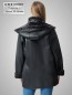 Preview: leichte lange Damen Lammfelljacke Schaffelljacke schwar abnehmbare Kapuze