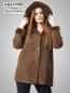 Preview: braune Damen Lammfelljacke Kapuze