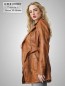 Preview: braune lange Damen Lederjacke echtes Lammnappa