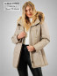 Preview: gesteppter Damen Lederparka mit abnehmbarer Kapuze