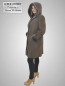 Preview: lange Damen Lammfelljacke mit Kapuze