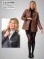 Preview: wattierte lange Damenlederjacke mit Reißverschluss blau / braun antik echtes Lammnappa