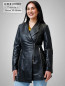 Preview: echte lange Damen Lederjacke schwarz Reissverschluss Reverse