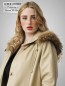 Preview: Damen Lederparka mit abnehmbarer Kapuze und Pelzrand