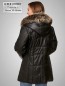 Preview: gesteppte Lederjacke für Damen mit Kapuze abnehmbar