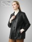 Preview: leichte lange Damen Lederjacke schwarz mit Stehkragen