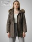 Preview: Lammnappa Damen Lederparka Lederjacke beige mit abnehmbarer Kapuze
