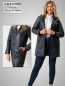 Preview: blaue lange Damen Lederjacke mit Kapuze Lammnappa
