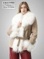 Preview: helle leichte Damen Lammfelljacke mit großem weißem Kragen