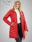 Preview: echte rote lange Damen Lederjacke mit Lederkapuze