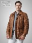 Preview: Lederparka Herren schwarz cognack viele Taschen