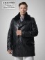 Preview: Zweireiher Lederjacke Herren lang schwarz echtes Leder