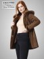 Preview: Damen Lammfelljacke mit abnehmbarer Kapuze