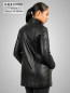 Preview: lange Damen-Lederjacke mit Knöpfen