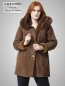 Preview: braune Damen Lammfelljacke Kapuze