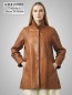 Preview: lange Damen Lederjacke cognac weit echt