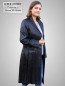 Preview: langer leichter schwarzer Damen Ledermantel mit Gürtel