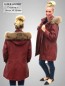 Preview: Damen-Lederparka mit abnehmbarer Kapuze und abnehmbarem Pelzrand