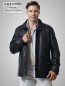 Preview: dünne leichte lange Herrenlederjacke schwarz leicht