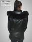 Preview: schwarze lange Damen Lederjacke mit Kapuze