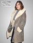 Preview: Lange Damen Lammfelljacke mit Kapuze