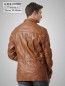 Preview: Herren Lederjacke lang sportlich dünn cognac