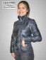 Preview: kurze blaue Damen Motorrad lederjacke