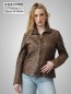 Preview: halblange Damen-Lederjacke braun