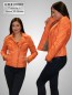 Preview: kurze Motorrad-Lederjacke-Damen-orange-echtes Lammnappa
