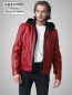 Preview: rote kurze Herren Lederjacke Kapuze