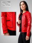 Preview: kurze rote Damen Lederjacke ohne Kragen