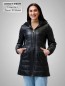 Preview: gesteppter Damen-Lederparka mit Kapuze